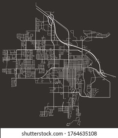 Bozeman, Montana, USA – Urban roads map, city transportation network, streets, downtown and suburbia, minimalist town poster