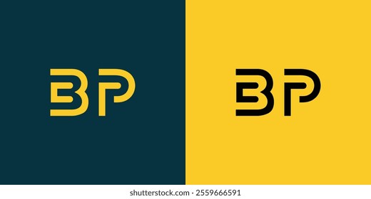 BP abstract minimalist letters Logo Monogram. It is a minimalist logo, this logo is made by combining two letters
