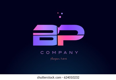bp b p creative color blue background pink purple blue magenta alphabet letter company logo vector icon design