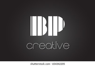 BP B P Creative Letter Logo Design With White and Black Lines.