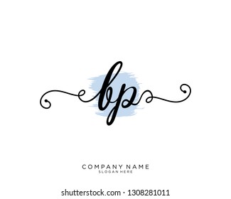 BP B P Initial handwriting logo template