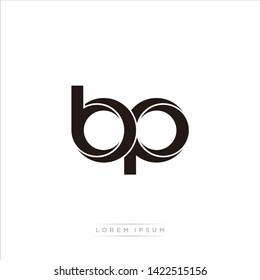 bp b p Initial Letter Split Lowercase Modern Monogram linked outline rounded logo