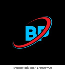 BP B P letter logo design. Initial letter BP linked circle uppercase monogram logo red and blue. BP logo, B P design. bp, b p