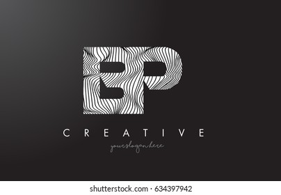 BP B P Letter Logo with Zebra Lines Texture Design Vector Illustration.