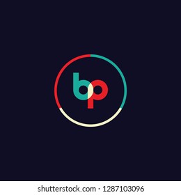 BP B P logo design with colorful circle frame. Modern logo template with bright color concept. vector illustration