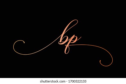 Bp Or B, P Lowercase Cursive Letter Initial Logo Design, Vector Template