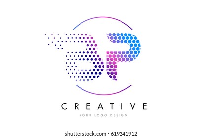 BP B P Pink Magenta Dotted Bubble Letter Logo Design. Dots Lettering Vector Illustration