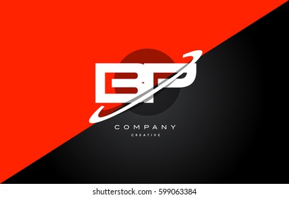 bp b p  red black white technology swoosh alphabet company letter logo design vector icon template 