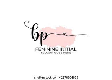 Monograma de belleza de BP y elegante logo de diseño de la escritura a mano de marca inicial, boda, moda, floral y botánica con plantilla creativa.