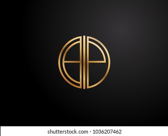 BP circle Shape Letter logo Design in gold color
