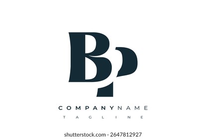 BP Creative Abstract Typography Logo Design. Elegant logo combining bold typography and creative shapes, ideal for branding and identity solutions.