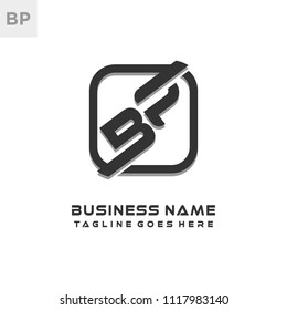 BP initial box letter logo template vector