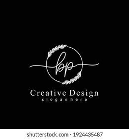 BP Initial calligraphy handwritten logo. Handwritten alphabet in the logo template. Letters and Alphabet for signature, wedding, fashion, floral and botanical logo design 
