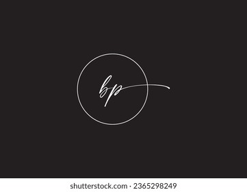 Diseño del logotipo de la letra de escritura a mano inicial BP y logotipo de monograma