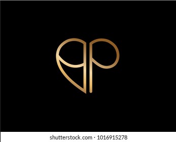 BP initial heart shape love logo