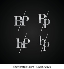 BP initial letter elegant symbol template vector for creative label packaging brand wedding invitations business black and silver color based