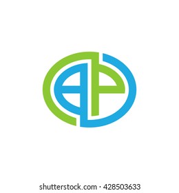 BP initial letters looping linked ellipse logo blue green