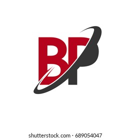 BP initial logo company name colored red and black swoosh design, isolated on white background. vector logo for business and company identity.