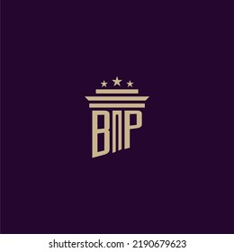 BP initial monogram logo design for lawfirm lawyers with pillar vector image
