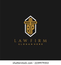 BP initial monogram logo for lawfirm with pillar in creative polygon design