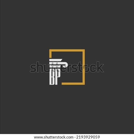 BP initial monogram logo for lawfirm with pillar in creative square design