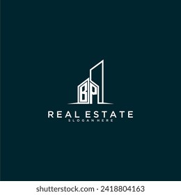 BP initial monogram logo real estate with building style design vector