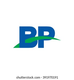 BP initial overlapping swoosh letter logo blue green