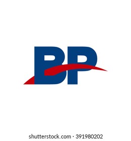 BP initial overlapping swoosh letter logo blue red
