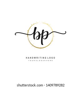 BP initial signature logo. handwriting logo template vector,