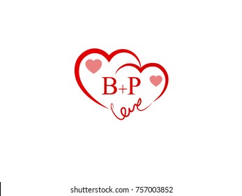 BP Initial wedding invitation, love logo template vector