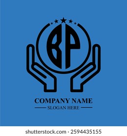 BP initials held within hands, symbolizing trust and protection. The circle represents unity, while stars highlight excellence and ambition.