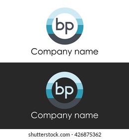 BP letter a circle shape icon logo white blue