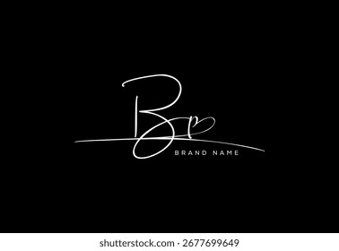 BP letter elegant cursive beauty handwriting logo.
