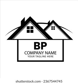 BP letter logo, BP icon, BP monogram template, BP real estate logo, property logo, city icon, modern house