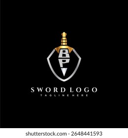 BP letter luxury monogram for shield and sword style image
