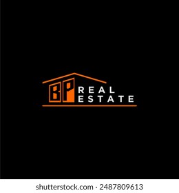 BP letter roof shape logo for real estate with house icon design