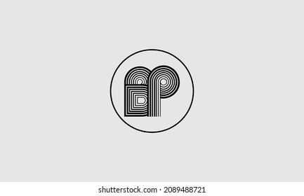 BP Lines Warp Logo Design. Letter Icon Made with Circular Outline.