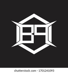Monograma de logotipo BP con modelo hexagonal y de cuatro ejes