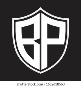BP Logo monogram with shield shape isolated on outline design template