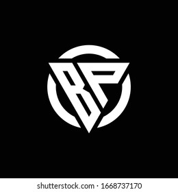 BP logo with triangle shape and circle rounded design template isolated on black background
