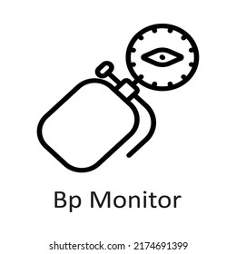 Bp Monitor Vector Outline Icon Design Illustration On White Background. EPS 10 File