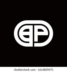 BP monogram logo with an oval style on a black background	