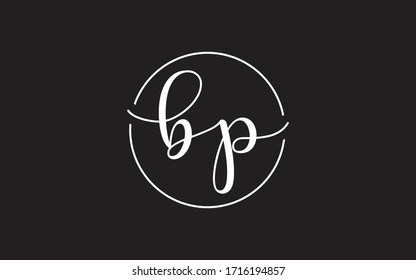 Bp Or Pb And B, P Lowercase Cursive Letter Initial Logo Design, Vector Template
