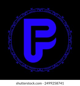 bp pb blue letter logo design in circle
