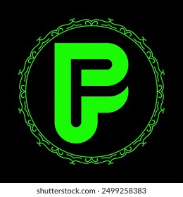 bp pb green letter logo design in circle