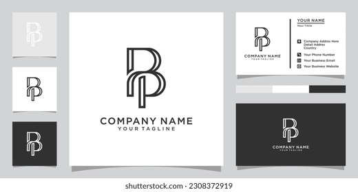 BP or PB initial letter logo design vector with business card design