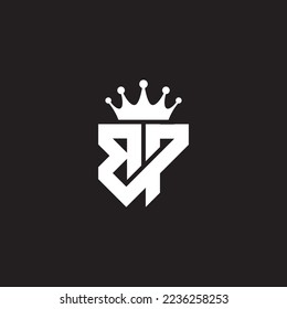 BP or PB letters logo initials monogram shield and crown geometric