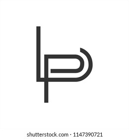 bp, pb, lp, pl initials geometric line art company logo 