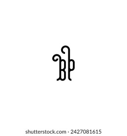 BP simple curved concept initial logo design black and white background