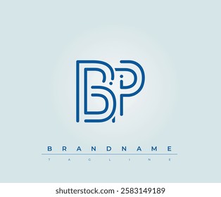 BP Technology Letter Logo Template. This tech letter logo is a graphic mark that uses letters to represent a technology company.